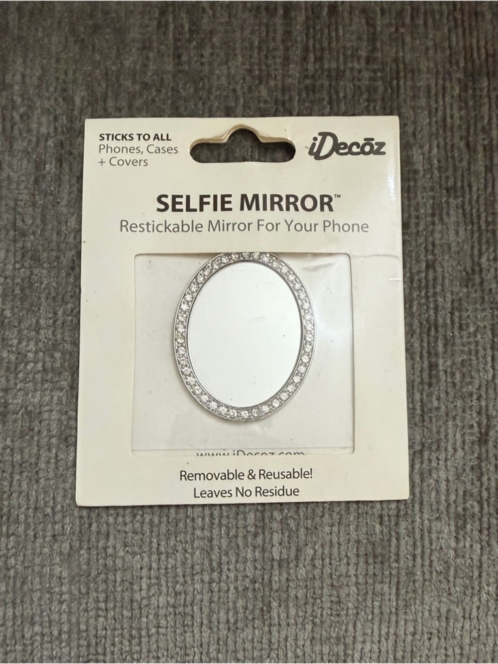 Silver Selfie Mirror - Oval Restickable Phone Mirror